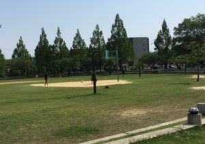 平成中央公園のバスケットゴールの写真